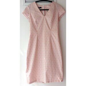 NWOT Stretch Cotton Sheath Dress Pink Geometric Print Pattern